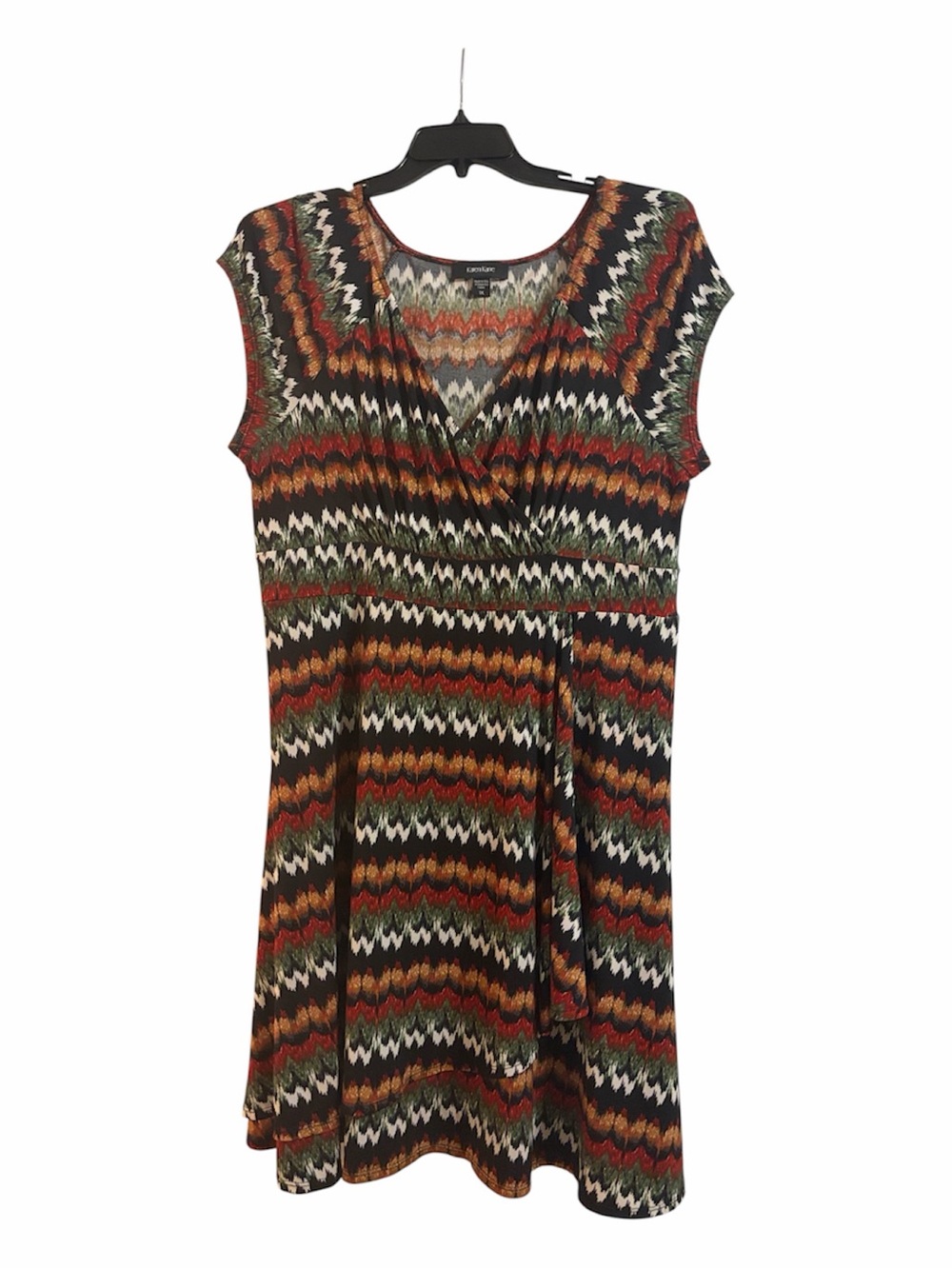 Karen Kane Multicolor Chevron Midi Dress in Black, Green, Orange, Cream